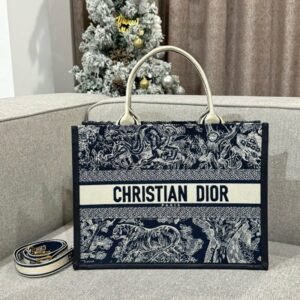 Fake Dior Tote Book Blue Tiger Leather