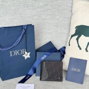 Fake Dior Jacquard Wallet Oblique Black