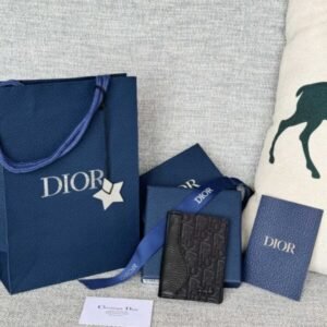 Fake Dior Bi Fold Card Holder Oblique Black