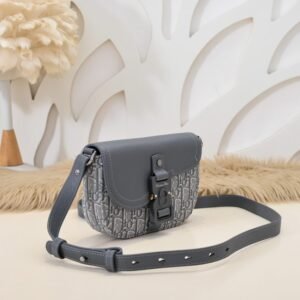 Alternative view of Fake Dior Saddle Messenger Bag Oblique Grey