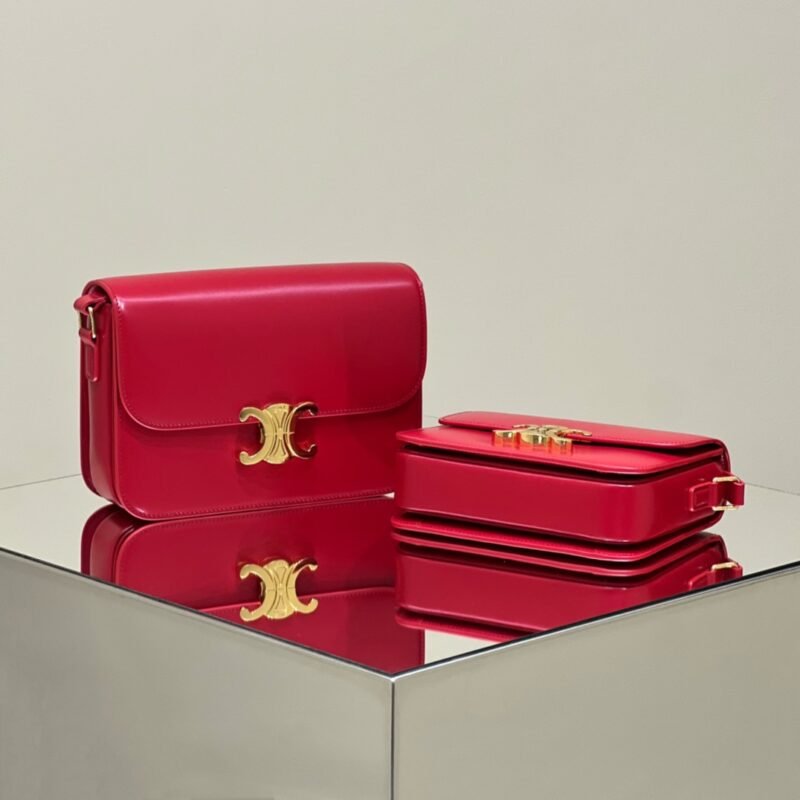 Fake Celine Triomphe Mini Red - Image 3