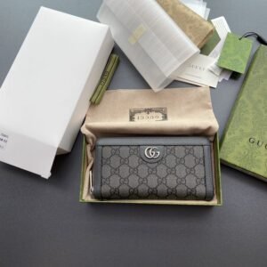 Fake Gucci Ophidia Zipper Wallet Grey