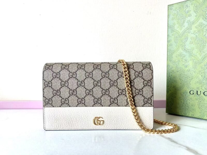 Replica Gucci GG Marmont Chain Bag White