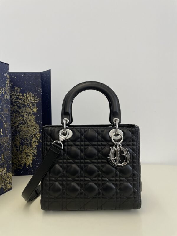 Replica Lady Dior Large Black Silver