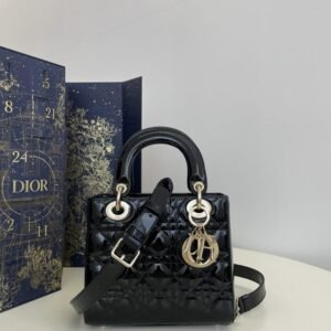 Replica Lady Dior Mini Black Patent