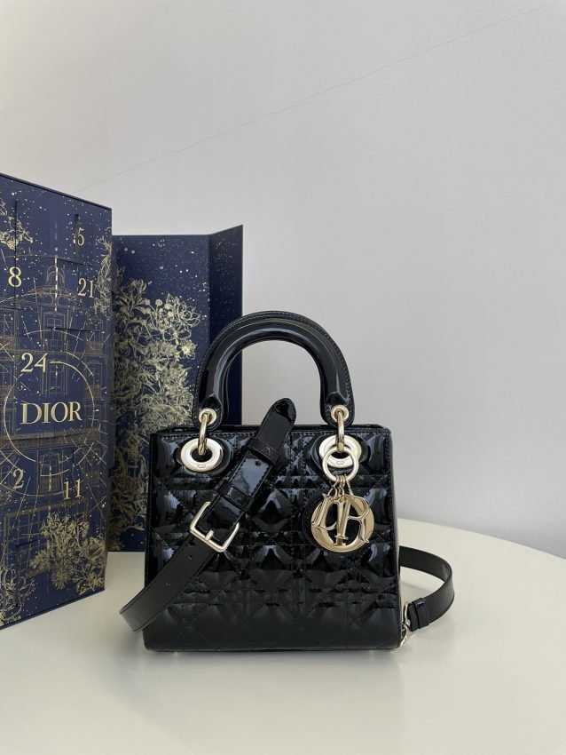 Replica Lady Dior Mini Black Patent