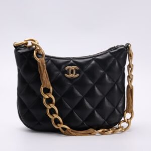 CHANEL Chain Hobo Black