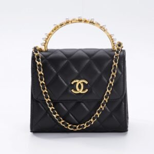 CHANEL 23B Pearl Black Handle Bag