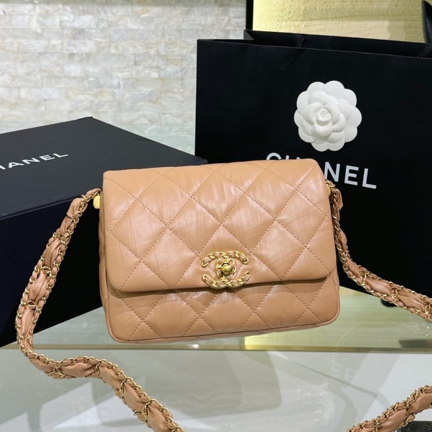 CHANEL 19 Mini Flap Caramel Bag - Image 5