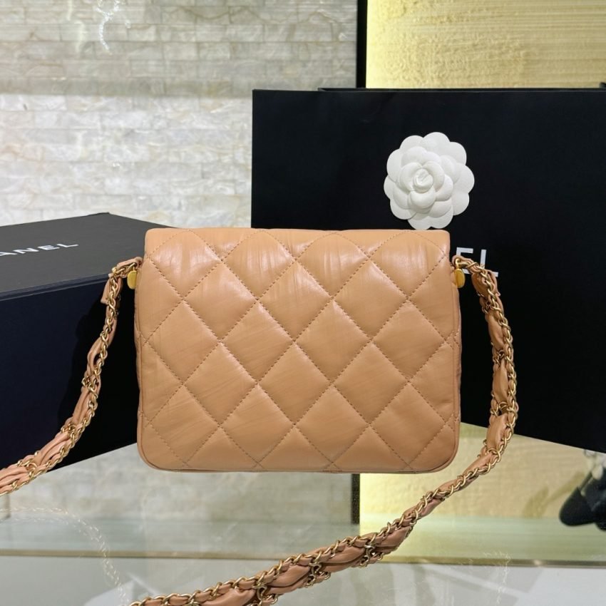 CHANEL 19 Mini Flap Caramel Bag - Image 4