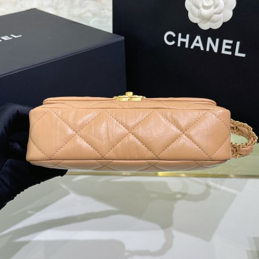 CHANEL 19 Mini Flap Caramel Bag - Image 3