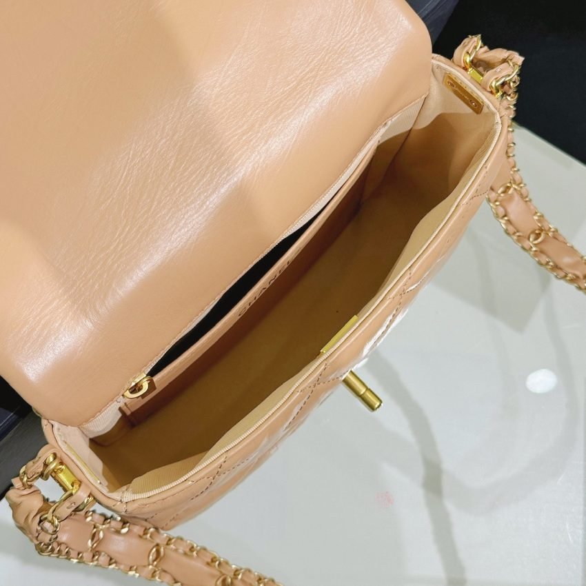 CHANEL 19 Mini Flap Caramel Bag - Image 13
