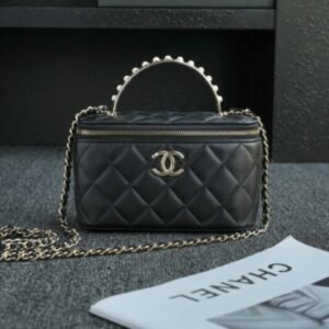 CHANEL 24s Pearl Handle Box Black