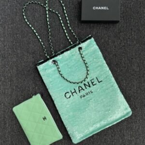 CHANEL Sequin Shoulder Bag Green